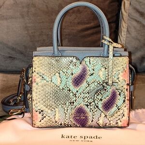KATE SPADE NEW YORK SPENCER MULTICOLOR PYTHON SNAKE CROSSBODY TOTE WITH DUSTBAG